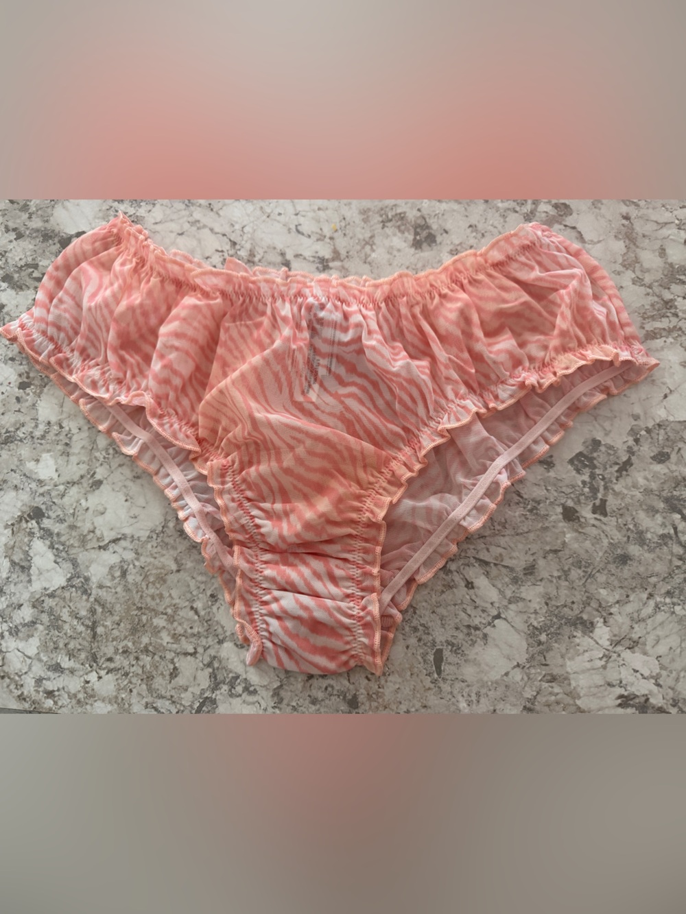 VS PINK WINK Ruffle Cheeky Panty NWT Large Zebra